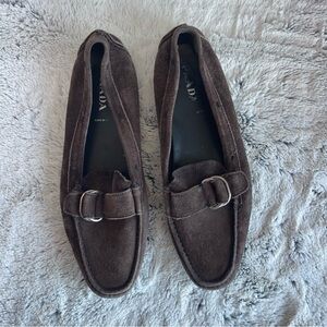 Prada Men’s Brown Suede Loafers Size 39.5